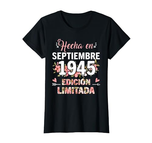 78 Años Regalo de Cumpleaños 1945 Mujer 78 Años Septiembre Camiseta