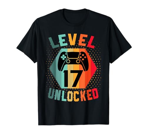 17 Años Cumpleaños Regalo gamer t shirt level 17 unlocked Camiseta