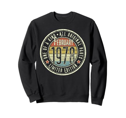 47 Cumpleaños Vintage Febrero 1978 Retro Edición Limitada Sudadera
