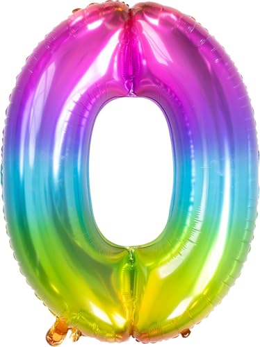 Folat 63240 Globo de Aluminio Número Figura 0 Yummy Gummy Rainbow 86 cm - decoración globos de...