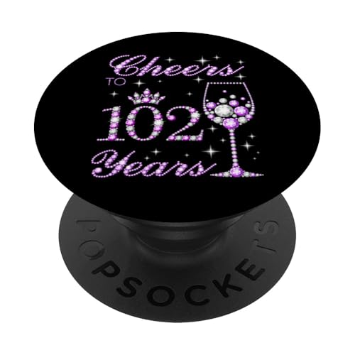 Saludos a Las Mujeres de 102 años con Corona Morada, 102 cumpleaños PopSockets PopGrip Adhesivo