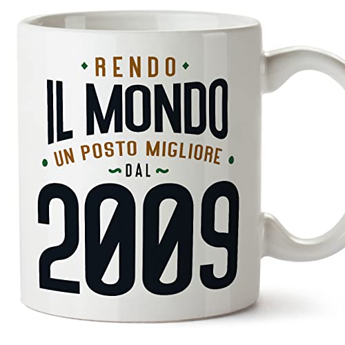 MUGFFINS Tazas 2009 Cumpleaños - En Italiano - Rendo il Mondo un Posto Migliore - 11 oz / 330 ml -...