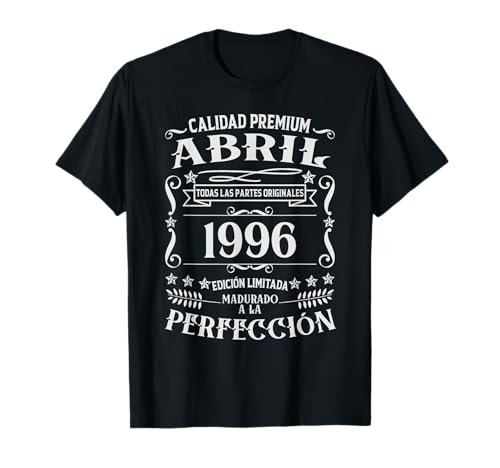 30 cumpleaños Nacido en Abril de 1996 Vintage 30 años Camiseta