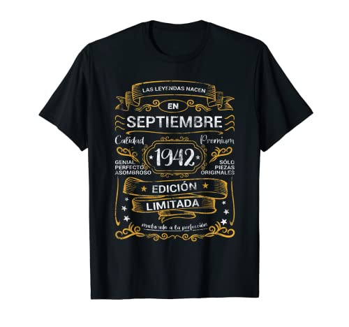 Leyendas Nacen En Septiembre 1942 Cumpleaños Retro Camiseta