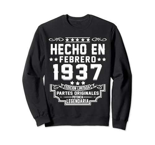Hecho En Febrero 1937 Partes Originales Cumpleaños 87 Años Sudadera