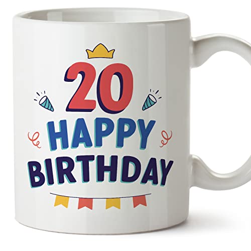 MUGFFINS Tazas 20 Cumpleaños - En Inglés - Happy Birthday! - 11 oz / 330 ml - Regalo original y...