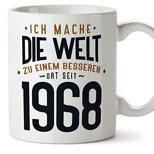 MUGFFINS Tazas 1968 Cumpleaños - En Alemán - Ich Mache Die Welt zu Einem Besseren - 11 oz / 330 ml...