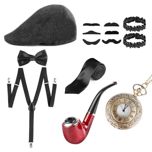VFANDV Accesorios para Hombre de los Años 20, Set de 14 Piezas Gatsby 1920s, Disfraz para Carnaval...