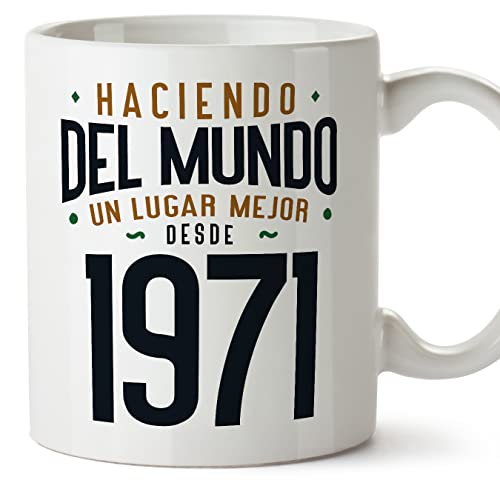 MUGFFINS Tazas 1971 Cumpleaños - En Español - Haciendo del Mundo un Lugar Mejor - 11 oz / 330 ml - Regalo original y divertido