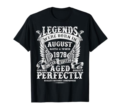 Regalos de cumpleaños de 47 años para hombres Agosto 1978 Cumpleaños Camiseta
