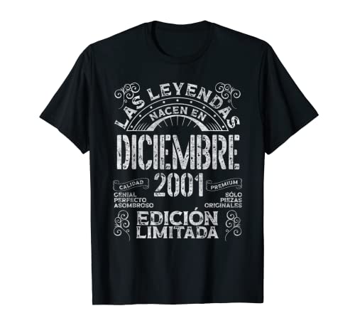 Las Leyendas Nacen En Diciembre 2001 22 Años Cumpleaños Camiseta