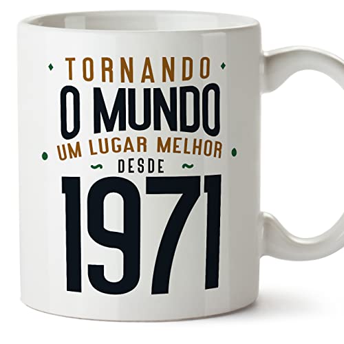 MUGFFINS Tazas 1971 Cumpleaños - En Portugués - Tornando o Mundo um Lugar Melhor - 11 oz / 330 ml...