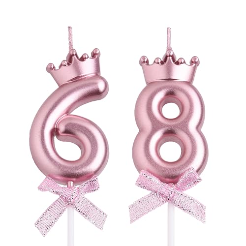 VSHILI Velas de cumpleaños 68 y 86, velas de cumpleaños de 86 a 68 años, decoración de pastel de...