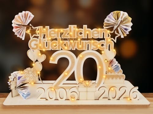 ARTREE 20 regalos de dinero para cumpleaños de mujer y hombre, cartel de madera 2026, libro de...