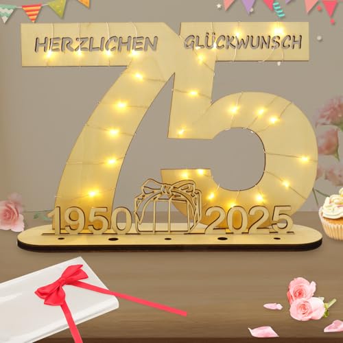 Seutgjie Deko 75 Geburtstag Frau Mann Geldgeschenke Geburtstag 75 Original Holz Schild Gästebuch...