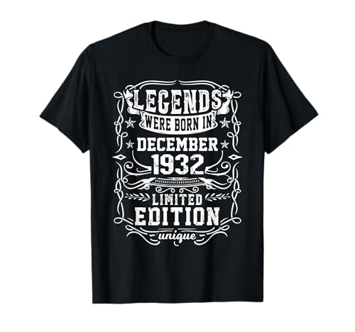 Cumpleaños Diciembre 1932 Edición Limitada Regalo Vintage Camiseta