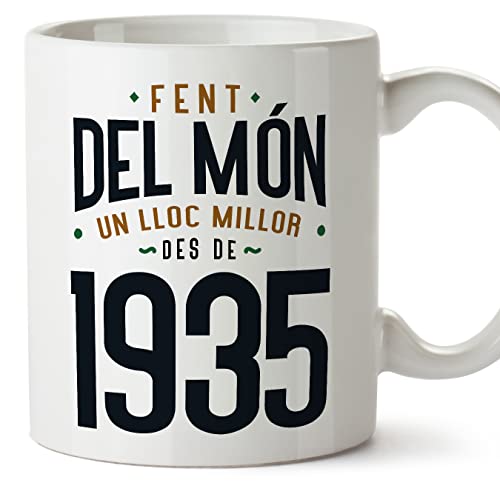 MUGFFINS Tazas 1935 Cumpleaños - En Catalán - Fent del Món un Lloc Millor - 11 oz / 330 ml -...