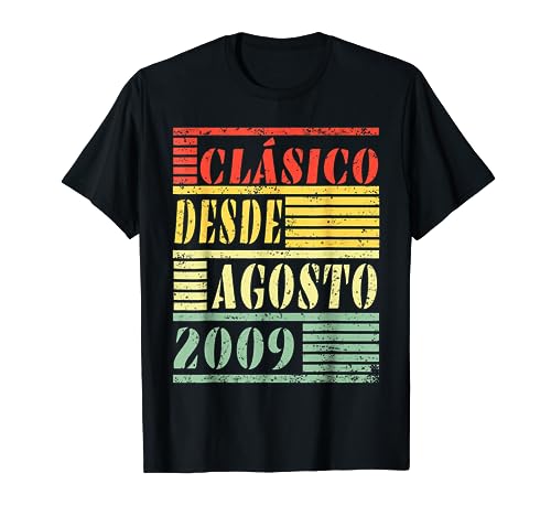 14 Años Cumpleaños 2009 Niño 14 Años Agosto Clásico Camiseta
