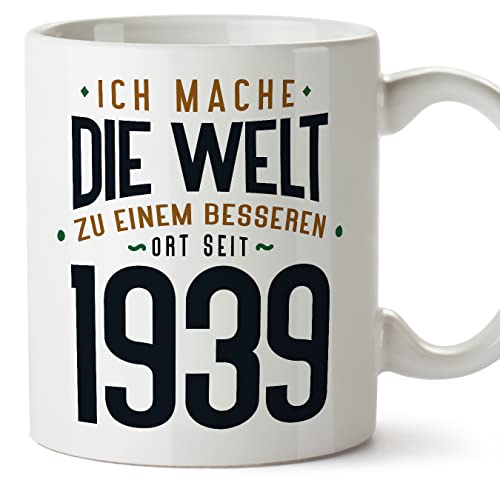 MUGFFINS Tazas 1939 Cumpleaños - En Alemán - Ich Mache Die Welt zu Einem Besseren - 11 oz / 330 ml...