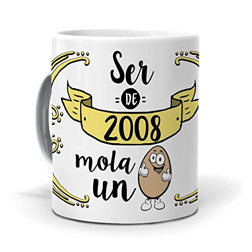 Taza Original para Desayuno | Ser de 2008 Mola Un Huevo | Regalo Feliz Cumpleaños | Tazas para...