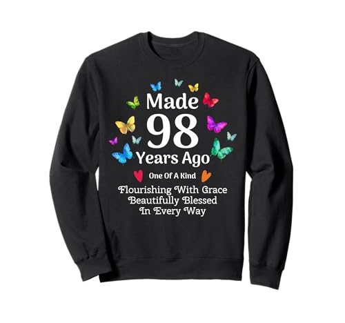 Hecho Hace 98 años, Mariposa, 98 años, Mujer, 98 cumpleaños Sudadera