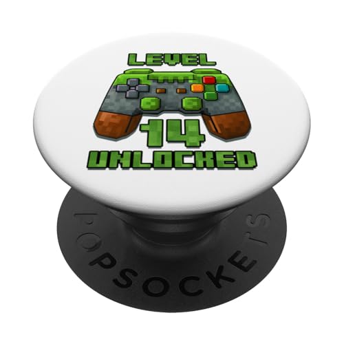 14 cumpleaños 14 años cumpleaños niño Jugador número de píxeles PopSockets PopGrip Adhesivo
