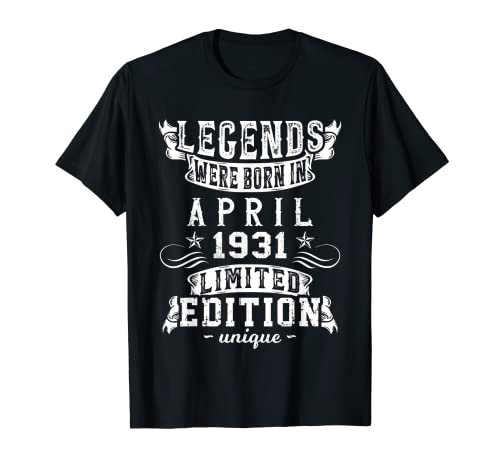 Cumpleaños Abril 1931 Edición Limitada Regalo April Camiseta