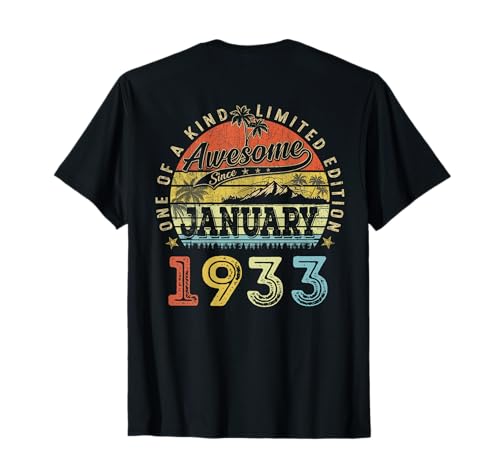 (ON Back) 93 Edición Limitada 1933 enero 93 cumpleaños Camiseta