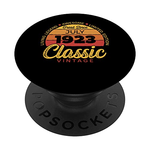 Retro 100 Años Julio 1923 Cumpleaños Vintage Bday Classic PopSockets PopGrip Intercambiable