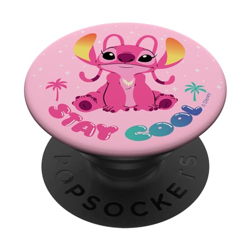 Disney Lilo & Stitch Cute Happy Agel Stay Cool Logo PopSockets PopGrip Intercambiable