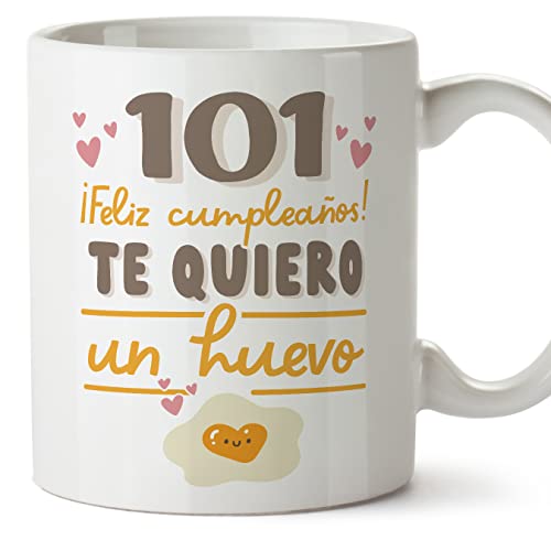 MUGFFINS Tazas 101 Cumpleaños - En Español - Te quiero un Huevo Regalo Amigos Novios Familiares -...