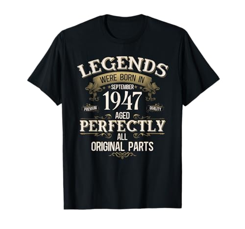 77 cumpleaños Hombre Mujer Regalo Septiembre 1947 Camiseta