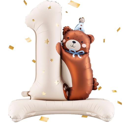 Decoracion Cumpleaños 1 Año, Globos de Cumpleaños 1 Año, Oso Globos Fiesta cumpleaños, globos...