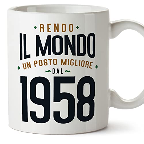 MUGFFINS Tazas 1958 Cumpleaños - En Italiano - Rendo il Mondo un Posto Migliore - 11 oz / 330 ml -...