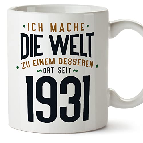MUGFFINS Tazas 1931 Cumpleaños - En Alemán - Ich Mache Die Welt zu Einem Besseren - 11 oz / 330 ml...