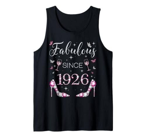 Fabuloso Desde 1926 Fiesta de Cumpleaños Tacones Altos Mariposas Camiseta sin Mangas