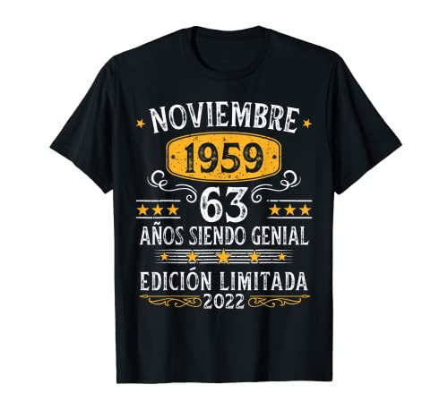 63 Años Cumpleaños Noviembre 1959 Hombre Mujer Noviembre Camiseta