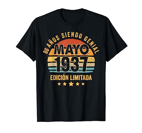 86 Años Cumpleaños Regalo Hombre Mayo 1937 Mayo 86 Años Camiseta