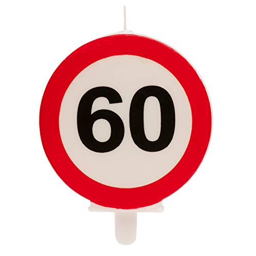 Dekora - Vela Cumpleaños con Señal de Prohibido para Decoracion de Tartas - Numero 60