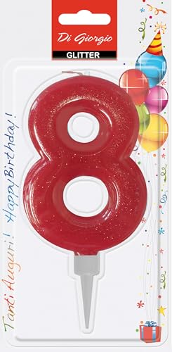 Cereria di Giorgio - Vela de cumpleaños gigante con purpurina número 8, 58160_68.
