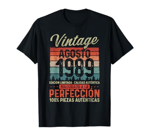 Agosto 1989 Vintage Regalo 37 Años Cumpleaños Hombre Camiseta