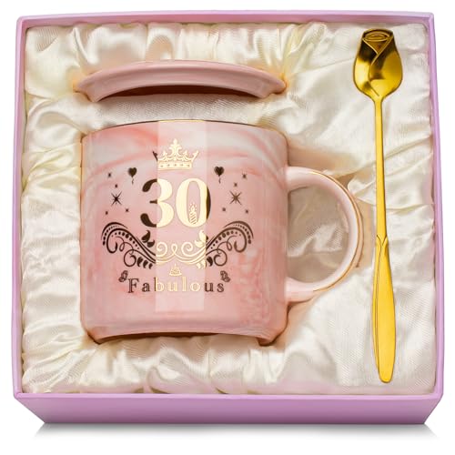 30 Cumpleaños Taza de Cerámica Jaspeada Rosa, 30 Años Regalos Originales Para Mujer Cumpleaños...