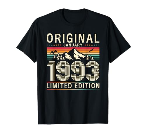 33 cumpleaños Hombre Mujer Regalo Enero 1993 Camiseta