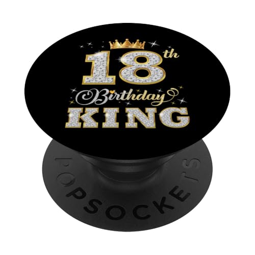 Fiesta de cumpleaños número 18 del Rey de 18 años para él PopSockets PopGrip Adhesivo