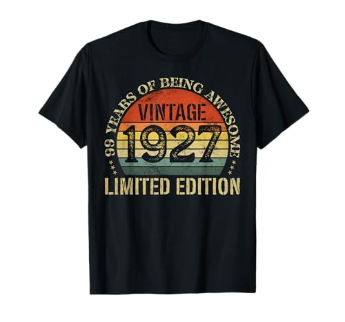 Vintage 1927 Edición Limitada 99 Cumpleaños 99 Años Camiseta