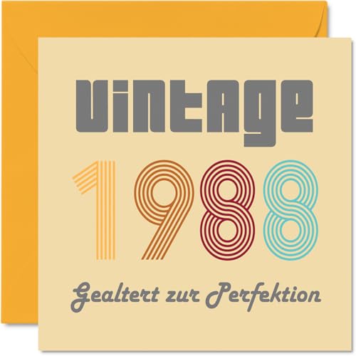 Stuff4 37. Tarjetas de cumpleaños para hombres y mujeres, estilo vintage de 1988, envejecidas a la...