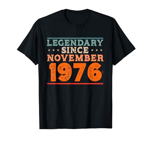 Legendario desde noviembre de 1976 Retro Vintage Fiesta de cumpleaños Camiseta