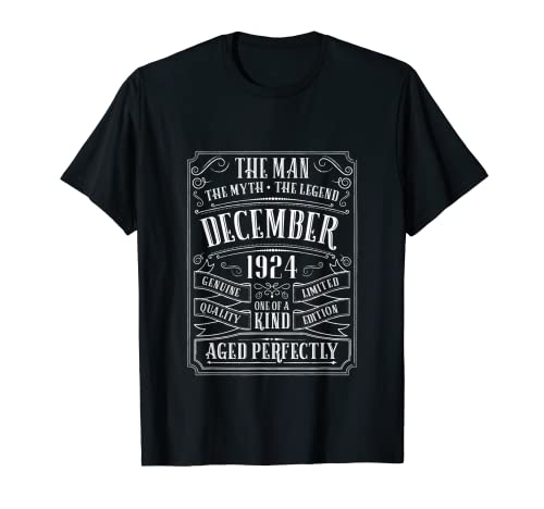 Hombre 95 cumpleaños camisa hombres edad 95 abuelos regalos diciembre 1924 Camiseta