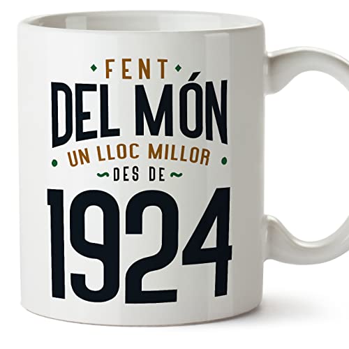 MUGFFINS Tazas 1924 Cumpleaños - En Catalán - Fent del Món un Lloc Millor - 11 oz / 330 ml - Regalo original y divertido