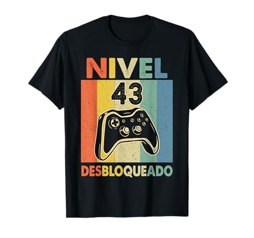 Nivel 43 Desbloqueado Gamer 43 Años Hombre Nivel 43 Unlocked Camiseta